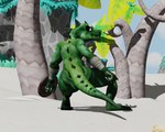 anthro armband beach black_eyes blue_sky butt crouching green_body green_scales green_skin holding_knife holding_object holding_shield knife leaf looking_back male muscular muscular_anthro muscular_male outside palm_tree plant rear_view sand scales seaside shield sky solo tail thick_thighs tree wide_hips albalbalb miitopia lizardman_(miitopia) asterozoan echinoderm lizard marine reptile scalie starfish 2023 3d_(artwork) 5:4 digital_media_(artwork) hi_res