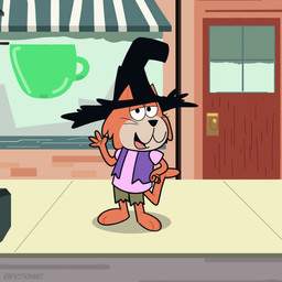 anthro bottomwear clothing fur gesture green_bottomwear green_clothing green_shorts male open_mouth orange_body orange_fur outside pink_clothing pink_shirt pink_topwear purple_clothing purple_topwear purple_vest shirt shorts solo topwear vest waving fictionist12 hanna-barbera jellystone_(hbo_max) punkin'_puss_and_mushmouse punkin'_puss domestic_cat felid feline felis mammal 1:1 2025 hi_res
