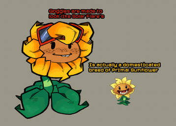 ambiguous_gender bangs buckteeth eyelashes eyewear eyewear_on_head flower freckled_face freckles looking_at_viewer noseless not_furry petals plant simple_background smile smiling_at_viewer solo standing striped_body stripes teeth text baahorns electronic_arts plants_vs._zombies popcap_games elemental_creature flora_fauna flower_creature primal_sunflower sunflower_(pvz) sunflower_creature 2025 digital_drawing_(artwork) digital_media_(artwork) english_text nonbinary_(lore)
