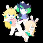 anthro bottomless clothed clothing female genitals group pussy rasenxoru mario_bros mario_plus_rabbids_kingdom_battle mario_plus_rabbids_sparks_of_hope nintendo raving_rabbids rayman_(series) ubisoft edge_(mario_plus_rabbids) rabbid_peach rabbid_rosalina lagomorph leporid mammal rabbid rabbit 1:1 alpha_channel crossover hi_res