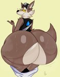 big_butt bodily_fluids bottomless bottomwear bottomwear_down butt clothed clothing huge_butt hyper hyper_butt male pants pants_down partially_clothed presenting presenting_hindquarters simple_background solo sweat sweaty_butt uniform yoshuacomoyoshu epic_games fortnite wendell_(fortnite) canid canine canis mammal wolf absurd_res hi_res