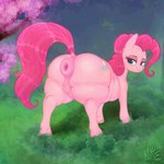 abstract_background anus big_anus big_butt blush butt curled_hair equine_anus female feral genitals grass hair hooves huge_anus looking_at_viewer looking_back outside plant puffy_anus pussy smile solo thick_thighs tree conditional_dnp mittsies friendship_is_magic hasbro my_little_pony pinkie_pie_(mlp) equid equine horse mammal pony 1:1 absurd_res hi_res