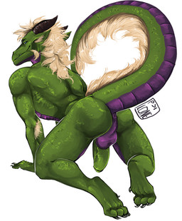 all_fours anthro anus arm_tuft athletic athletic_anthro athletic_male balls blonde_hair blue_eyes erection genitals green_body green_penis hair horn humanoid_genitalia humanoid_penis looking_at_viewer looking_back looking_back_at_viewer male male_anthro nude nude_anthro nude_male penis purple_body raised_tail rear_view simple_background smile solo tail tail_anus teeth tuft vein veiny_penis whiskers white_background i-psilone mythology glycyok dragon mythological_creature mythological_scalie scalie 2018 hi_res