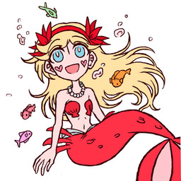 alternate_form alternate_species bra bubble clothing female feral fin fingers fish_tail flat_chested hair heart_symbol legless long_hair mermaid_tail mermaidification red_tail seashell_bra simple_background skinny smile solo split_form tail tail_fin underwear young yumichen disney star_vs._the_forces_of_evil star_butterfly ambient_fish ambient_sealife aquatic fish humanoid merfolk mewman 1:1 digital_media_(artwork) hi_res