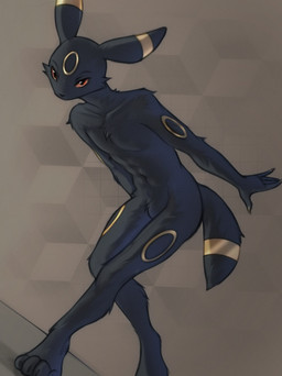 abs anthro biped claws feet fingers front_view fur looking_at_viewer male navel nude nude_anthro nude_male simple_background solo standing tail toes yshanii nintendo pokemon eeveelution generation_2_pokemon pokemon_(species) umbreon 2026 digital_drawing_(artwork) digital_media_(artwork) hi_res