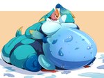 anthro anthro_pred belly belly_on_ground big_belly big_breasts big_butt blue_eyes breasts butt double_chin fat_rolls featureless_breasts female feral feral_prey huge_belly huge_breasts huge_butt huge_thighs hyper hyper_belly leg_rolls morbidly_obese morbidly_obese_anthro morbidly_obese_female neck_rolls obese obese_anthro obese_female open_mouth oral_vore overweight overweight_anthro overweight_female sharp_teeth sitting smile solo stuffing teeth thick_thighs vore veryfilthything capcom monster_hunter unknown_character amphibian_(mh) fish marine shark zamtrios hi_res