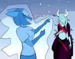 cold duo female frozen frozen_solid ice midriff navel text bedsheetwalking mythology accalia_elementia whispa whispa_(pollard) canid canine dragon fox mammal mythological_creature mythological_scalie scalie female_(lore)