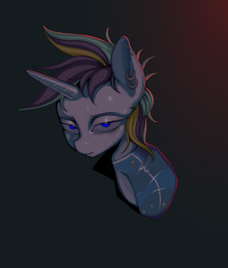 ambiguous_form blonde_hair blue_eyes blue_hair clothed clothing ear_piercing ear_ring eyelashes female hair horn industrial_piercing jacket looking_at_viewer multicolored_hair piercing purple_hair ring_piercing solo topwear unicorn_horn white_body dominismortis friendship_is_magic hasbro my_little_pony mythology rarity_(mlp) equid equine mammal mythological_creature mythological_equine unicorn bust_portrait hi_res portrait