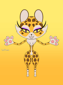 anthro claws eyeshadow female front_view fur gradient_background looking_at_viewer makeup markings orange_body orange_fur pose simple_background solo standing cyrildraws hal_laboratory kirby_(series) kirby_and_the_forgotten_land nintendo clawroline felid feline leopard mammal pantherine 2026 3:4 digital_media_(artwork) hi_res shaded signature