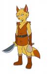 anthro belt boots chest_tuft clothed clothing fangs footwear fur gloves handwear male melee_weapon money_bag orange_body orange_eyes orange_fur shirt shoes solo standing sword teeth topwear tuft tunic weapon crackers minish_cap nintendo the_legend_of_zelda canid canine fox keaton_(minish_cap) keaton_(tloz) mammal 2018 hi_res