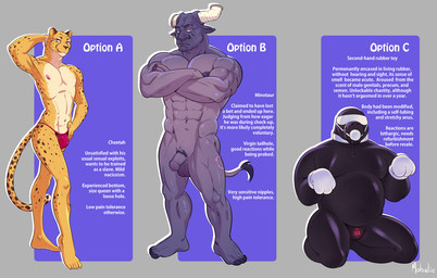 abs anthro areola athletic athletic_anthro athletic_male athletic_sub ball_gag begging begging_pose bell_ear_ring biceps big_muscles biped blindfold bodily_fluids calf_muscles clothing crossed_arms deltoids drone drooling eye_scar facial_scar flaccid forearm_muscles foreskin gag genitals gloves group handwear humanoid_genitalia humanoid_penis kneeling lock_bulge male markings muscular muscular_anthro muscular_male muscular_sub nipple_dip nipple_outline nude_anthro nude_male obliques overweight_sub pecs penis permanent_sensory_deprivation pose quads red_clothing red_thong red_underwear saliva scar scuted_feet scutes soft_abs spots spotted_arms spotted_face spotted_hips spotted_legs spotted_markings spotted_shoulders spotted_tail spotted_thighs standing stocky submissive submissive_anthro submissive_male tail tail_markings text thong trapezius triceps trio underwear v-cut white_ball_gag white_blindfold white_clothing white_gloves white_handwear mohalic ambiguous_species bovid bovine cattle felid leopard mammal pantherine 2020 english_text