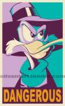 anthro beak border clothing fedora hat headgear headwear male mask parody poster poster_template solo text yellow_border james_silvani barack_obama_"hope"_poster darkwing_duck disney ducktales drake_mallard anatid anseriform avian bird duck 2013 digital_media_(artwork) english_text restricted_palette url watermark