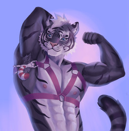 anthro armpit_fetish armpit_musk armpit_play armpit_sniffing bdsm bodily_fluids bondage bound duo extreme_size_difference fur grey_body grey_fur macro male male/male micro multicolored_body multicolored_fur muscular muscular_anthro nipples red_body red_fur size_difference sniffing sweat sweaty_armpit white_body white_fur mariamame canid canine felid feline mammal pantherine raccoon_dog tiger absurd_res hi_res