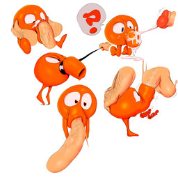 ambiguous_gender bodily_fluids cum cum_in_mouth cum_inside cum_on_face drinking drinking_cum duo feral genital_fluids hand_in_mouth interspecies leash leash_pull male male/male not_furry oral siphon_(anatomy) siphonjob unusual_anatomy moonrze q-bert q-bert_(character) human humanoid mammal sphere_creature waddling_head