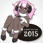 blush brown_body brown_fur clothing female fur hair holidays kemono open_mouth panties pink_eyes pink_hair simple_background smile solo underwear white_background unp chinese_zodiac new_year year_of_the_goat bovid caprine domestic_sheep mammal sheep 1:1 2015