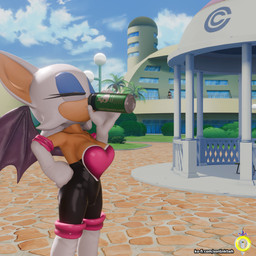 anthro beverage breasts clothed clothing drinking energy_drink female solo sonlink chromakoros_(modeler) jawsfm_(modeler) sega sonic_the_hedgehog_(series) rouge_the_bat bat humanoid mammal 1:1 3d_(artwork) digital_media_(artwork) hi_res