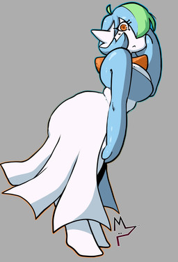 antenna_hair big_breasts big_butt blue_body blue_hair blush blush_lines breasts butt chest_spike clothing dress female female_humanoid green_hair hair hand_on_own_face looking_at_viewer multicolored_hair orange_eyes pseudo_clothing pseudo_hair short_hair side_boob side_butt side_view solo spikes spikes_(anatomy) two_tone_hair white_body donedoggo nintendo pokemon gardevoir generation_3_pokemon humanoid pokemon_(species) shiny_pokemon 2026 absurd_res digital_drawing_(artwork) digital_media_(artwork) full-length_portrait hi_res portrait
