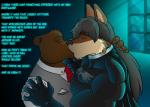 anthro anthro_on_anthro clothing duo inner_monologue kissing latex male male/male mind_control muscular text thinking rubberbuns master_buns obsidian_(rubberbuns) bear canid canine canis felid jackal mammal pantherine ursine comic english_text