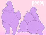 anthro balls belly big_belly big_butt biped butt candy dessert empty_eyes flaccid food foreskin front_view genitals huge_butt huge_thighs index_to_index kneeling looking_at_viewer looking_back looking_back_at_viewer male navel nude overweight overweight_anthro overweight_male penis pink_background presenting presenting_hindquarters purple_body rear_view simple_background small_balls small_penis solo sparkles standing tail tail_motion tailwag text thick_thighs unretracted_foreskin mcerror peeps fan_character peepy animate_inanimate food_creature living_candy living_marshmallow 2023 4:3 absurd_res english_text hi_res multiple_images smaller_version_at_source