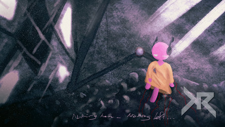 clothing half-closed_eyes machine male narrowed_eyes sitting snow solo text white_eyes wire rekku484 rain_world videocult five_pebbles_(rain_world) android humanoid iterator_(rain_world) robot robot_humanoid 16:9 absurd_res hi_res wallpaper widescreen