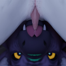 animal_genitalia animal_penis anthro aroused bodily_fluids butt close-up cum duo ejaculation erection fangs feral fur genital_fluids genital_slit genitals inside licking male male/male mottled nude oral penile penis penis_lick penis_tip precum presenting presenting_hindquarters presenting_penis purple_body sex simple_background size_difference spreading tapering_penis teeth tongue white_body hjortar mythology tappa_(hjortar) dragon furred_dragon furred_scalie moonfang mythological_creature mythological_scalie scalie 1:1 3d_(artwork) digital_media_(artwork) hi_res