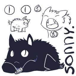 ambiguous_gender black_body black_fur collar collar_only feral fur nude open_mouth simple_background solo text toony herutastic domestic_cat felid feline felis mammal 1:1 model_sheet sketch