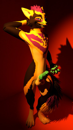 animal_genitalia animal_penis anthro balls big_penis blue_eyes bright_eyes canine_genitalia canine_penis claws fangs genitals green_flesh green_pawpads green_penis green_tongue hand_on_head knot looking_at_viewer male pawpads penis pose shadow sharp_teeth sheath small_ears smile smug solo teeth tongue white_balls white_sheath garrum ior felid feline humanoid mammal rexouium 3d_(artwork) 4k 9:16 absurd_res blender_(artwork) digital_media_(artwork) hi_res