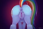 anus butt cutie_mark female feral genitals multicolored_tail pussy rainbow_tail rear_view solo tail syoee_b friendship_is_magic hasbro my_little_pony rainbow_dash_(mlp) equid equine horse mammal pony 2017 3:2