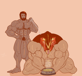 age_difference aged_up ahegao anthro barazoku beard big_penis blush bodily_fluids body_hair bound bowl canon_x_oc chain chained chest_hair container degradation dominant dominant_human dominant_male drinking drinking_urine drunk facial_hair genital_fluids genitals hairy helpless huge_penis humiliation hyper hyper_genitalia hyper_penis kneeling looking_pleasured male male/male male_on_bottom male_on_top mature_anthro mature_male muscular muscular_anthro muscular_male nipples older_anthro older_human on_bottom on_top penis scar size_difference slave small_dom_big_sub submissive submissive_anthro submissive_male substance_intoxication sweat tears tears_of_pleasure tongue tongue_out urine urine_in_bowl urine_in_mouth urine_on_face watersports pinumontbalou king_of_fighters snk king_of_dinosaurs dinosaur human mammal prehistoric_species reptile saurischian scalie theropod tyrannosaurid tyrannosauroid tyrannosaurus tyrannosaurus_rex hi_res