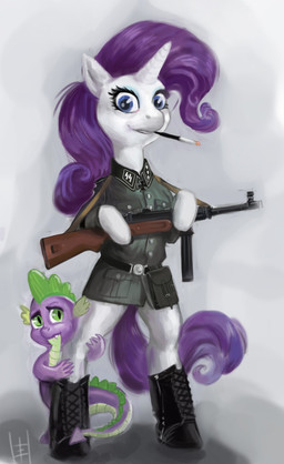 anthro blue_eyes boots cigarette cigarette_holder dragon duo equine female feral friendship_is_magic gun hair heretic14 horn male mammal mp41 my_little_pony nazi purple_hair ranged_weapon rarity_(mlp) shadow smoking spike_(mlp) submachine_gun unicorn uniform weapon
Rating: Safe
Score: 9
User: Kholchev
Date: May 31, 2012 anthro blue_eyes boots cigarette cigarette_holder dragon duo equine female feral friendship_is_magic gun hair heretic14 horn male mammal mp41 my_little_pony nazi purple_hair ranged_weapon rarity_(mlp) shadow smoking spike_(mlp) submachine_gun unicorn uniform weapon
Rating: Safe
Score: 9
User: Kholchev
Date: May 31, 2012