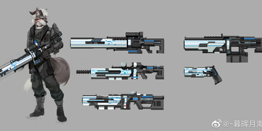 anthro black_bottomwear black_clothing black_nose black_pants black_topwear bottomwear brown_horn clothed clothing front_view fur grey_background grey_body grey_fur gun hair holding_gun holding_object holding_ranged_weapon holding_weapon horn male male_anthro mouth_closed pants ranged_weapon red_eyes short_hair simple_background solo standing topwear weapon weibo_logo white_body white_fur white_hair awaldkize weibo canid canine mammal hi_res