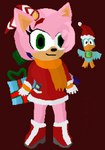 accessory anthro christmas_clothing christmas_headwear clothed clothing dress female fur gloves green_eyes hair hair_accessory handwear hat headgear headwear holidays pink_body pink_fur pink_hair santa_hat solo standing timelierg christmas sega sonic_the_hedgehog_(series) amy_rose eulipotyphlan hedgehog mammal