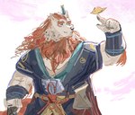 asian_clothing black_nose blue_eyes clothing east_asian_clothing eyebrows hair japanese_clothing male orange_eyebrows orange_hair solo aican5151 asian_mythology east_asian_mythology japanese_mythology mythology sdorica toyokuni avian bird foo_dog komainu mammal yokai absurd_res hi_res