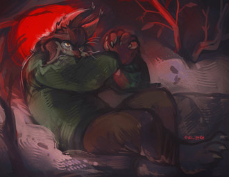 anthro bodily_fluids claws clothing fur grey_body grey_fur male moon outside red_moon solo sweater tears topwear ezi_zeke disney fallen_angel_(painting) zootopia pawbert_lynxley canada_lynx felid feline lynx mammal digital_media_(artwork) digital_painting_(artwork) hi_res inspired_by_formal_art painting_(artwork)