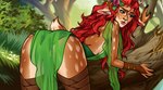 accessory anthro butt clothed clothing ears_down female flower flower_in_hair fluffy fluffy_tail forest forest_background green_eyes hair hair_accessory horn long_hair makeup mascara nature nature_background pivoted_ears plant rear_view red_hair rose_(flower) solo tail tree lustration_team lyndaria:_lust_adventures nami_(lyndaria) animal_humanoid deer humanoid mammal mammal_humanoid new_world_deer reindeer digital_drawing_(artwork) digital_media_(artwork) hi_res official_art