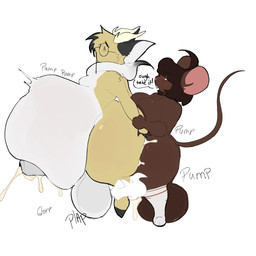 abdominal_bulge ahegao anthro balls big_balls big_breasts big_butt big_penis bodily_fluids breasts brown_body butt cum cum_inflation cum_inside cum_while_penetrated duo excessive_cum excessive_genital_fluids eyewear genital_fluids genitals glasses gynomorph gynomorph/male holding_arm huge_balls huge_butt huge_penis inflation intersex intersex/male looking_pleasured male penetration penis sex simple_background text thick_thighs white_background yellow_body lopsalien gwen_geek mythology dragonfennec gwen_martin canid canine dragon fennec_fox fox hybrid mammal mouse murid murine mythological_creature mythological_scalie rodent scalie true_fox 1:1 2025 english_text hi_res