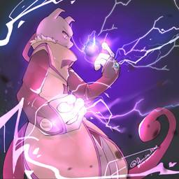 anthro attack clothed clothing male simple_background solo demira_lilian nintendo pokemon fan_character felid feline generation_1_pokemon legendary_pokemon mammal mewtwo pokemon_(species) 1:1 digital_drawing_(artwork) digital_media_(artwork) hi_res