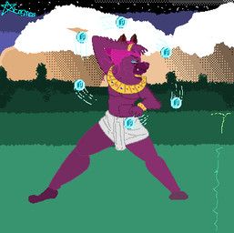 anthro clothing jewelry magic male necklace robe solo cosmosarts cosmos_the_hyena hyena mammal animated animated_gif digital_media_(artwork) low_res pixel_(artwork) pixel_animation short_playtime