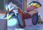 abdl adult_baby ageplay anthro avian_feet beak bed bib bodily_fluids cloth_diaper clothed clothing cloud computer diaper diaper_fetish diaper_humping diaper_use electronics fastener feathered_wings feathers feet furniture genital_fluids grinding hug hugging_object hugging_pillow humping humping_diaper illuminated infantilism laptop light looking_at_computer looking_at_laptop looking_at_object looking_at_porn looking_pleasured male masturbation moonlight multicolored_body night pillow pillow_humping pokemorph pornography raised_tail roleplay shadow sigh sighing solo star tail tail_feathers talons toes unclean_diaper urine used_diaper using_diaper watching_video wearing_diaper wet_diaper wetting wetting_diaper window wings endoudouhu nintendo pokemon fan_character nado_soarian animal_humanoid avian avian_humanoid braviary generation_5_pokemon humanoid pokemon_(species) absurd_res hi_res