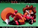 1999 4:3 anthro bedroom_eyes butt candy candy_cane canid canine christmas dessert english_text eric_schwartz female food fox furafterdark holidays mammal narrowed_eyes ribbons seductive sheila_vixen solo tail text wallpaper