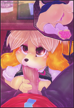 4_toes anthro anthro_penetrated anus ball balls barefoot biped black_nose blonde_hair blush bodily_fluids border breasts brown_eyes butt clitoral clitoral_masturbation clitoral_rubbing clitoris clothed clothing duo emanata faceless_character faceless_human faceless_male feet fellatio female female_anthro female_focus female_on_human female_penetrated fingering fingering_self first_person_view footwear fur genital_fluids genitals hair heart_symbol human_on_anthro human_penetrating human_penetrating_anthro human_penetrating_female human_pov humanoid_genitalia humanoid_penis interspecies legwear long_ears male male/female male_human male_on_anthro male_penetrating male_penetrating_anthro male_penetrating_female male_pov masturbation oral oral_penetration pawpads paws penetrating_pov penetration penile penis pov_blowjob purple_border saliva sex short_hair socks solo_focus spread_legs spreading text toeless_footwear toeless_socks toes tongue tongue_out tongue_out_fellatio under_table vaginal vaginal_fingering vaginal_fluids vaginal_masturbation vulva yellow_body yellow_fur dimwitdog animal_crossing nintendo isabelle_(animal_crossing) villager_(animal_crossing) canid canine canis domestic_dog human mammal shih_tzu toy_dog 2017 absurd_res digital_media_(artwork) english_text hi_res