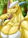 anthro armor big_breasts breasts cleavage clothed clothing female huge_breasts muscular muscular_anthro muscular_female sharp_teeth solo teeth gotobeido dragon_quest mythology square_enix dragon mandrake_marshal mythological_creature mythological_scalie scalie 3:4 hi_res