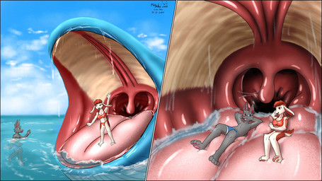 anatomically_inaccurate anatomically_inaccurate_pawpads anthro baleen bodily_fluids clothing duo endosoma extreme_size_difference eye_contact female feral fur lifeguard lifeguard_swimsuit looking_at_another lying male multicolored_body multicolored_fur on_back on_side paws safe_vore saliva size_difference soft_vore swimming swimming_trunks swimwear tail throat tongue two_tone_body two_tone_fur uvula vore minicookiewolf baleen_whale bat blue_whale bovid caprine cetacean goat mammal marine whale 16:9 4k absurd_res hi_res widescreen