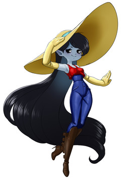 bite_mark bite_mark_on_neck black_eyes black_hair boots bottomwear clothing denim denim_bottomwear denim_clothing eyelashes fanged_bite_mark fanged_bite_mark_on_neck female footwear gloves grey_body grey_skin hair handwear hat headgear headwear high_heeled_boots high_heels humanoid_pointy_ears jeans nipple_outline not_furry pants pointy_ears shirt shoes simple_background smile solo sun_hat tank_top topwear white_background luenart adventure_time cartoon_network marceline_abadeer demon humanoid vampire 2021 absurd_res hi_res