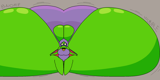 belly big_breasts big_butt black_eyes blue_mask bodily_fluids breasts butt butt_expansion cape clothing expansion eyelashes female front_view green_body green_hair grey_background hair hood huge_butt hyper hyper_butt leaf leaf_arms leaf_hair leotard looking_at_butt looking_at_own_butt looking_back looking_back_at_self mask motion_lines not_furry plant plant_hair pseudo_hair purple_cape purple_clothing purple_hood purple_leotard simple_background siphon_(anatomy) slightly_chubby slightly_chubby_female slightly_chubby_humanoid solo sweat sweatdrop thick_thighs tight_clothing torn_clothing torn_leotard worried yellow_sclera cooluthink electronic_arts plants_vs._zombies plants_vs._zombies_heroes popcap_games green_shadow elemental_creature elemental_humanoid flora_fauna humanoid peashooter_(pvz) plant_humanoid 2026 cel_shading colored digital_media_(artwork) hi_res shaded
