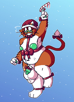 anthro arm_hair armpit_hair armpit_tuft ball_sag balls belly_tuft big_balls big_nipples blush body_hair bow_ribbon candy candy_cane cellulite christmas_clothing christmas_headwear clothing cute_fangs dessert eyewear fangs flustered food genitals glasses green_nipples green_nose green_pawpads green_teeth gynomorph harness hat headgear headwear holidays huge_balls intersex looking_down motion_lines nipples overweight overweight_gynomorph overweight_intersex pawpads penis pubes raised_finger ribbon_harness ribbon_on_neck ribbon_on_penis santa_hat solo stretch_marks teeth thick_thighs tuft twirling whiskers felineflustered christmas amber_(felineflustered) demon domestic_cat felid feline felis mammal trans_(lore) trans_woman_(lore)