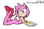 anthro areola breasts butt clothing female footwear high_heels looking_back nude ribs shoes solo thin_calves thin_legs thin_thighs rockthebull sega sonic_the_hedgehog_(series) amy_rose eulipotyphlan hedgehog mammal low_res