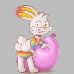 anthro armwear balloon balloon_fetish bent_over bent_over_with_legs_held_straight briefs butt clothing freckled_face freckles grey_background inflatable looking_back male multicolored_armwear multicolored_clothing multicolored_underwear perineum pink_balloon presenting presenting_hindquarters rainbow_armwear rainbow_clothing rainbow_underwear simple_background solo standing super_gay underwear young young_male badipoki nintendo pokemon generation_8_pokemon pokemon_(species) scorbunny 1:1 absurd_res hi_res