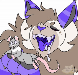 anthro duo male male/male plushie-like vore marshmallowlemons patch_(marshmallowlemons) domestic_cat felid feline felis mammal rodent undead animated