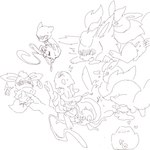 coiling feral genitals group male penis sex niogupoke nintendo pokemon ditto_(pokemon) eeveelution flareon fossil_pokemon generation_1_pokemon legendary_pokemon mew_(pokemon) omastar pokemon_(species) 2018 sketch sketch_page